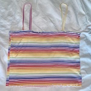 PacSun Tops - rainbow stripped lettuce edge crop top PacSun Tops - rainbow stripped lettuce edge crop top